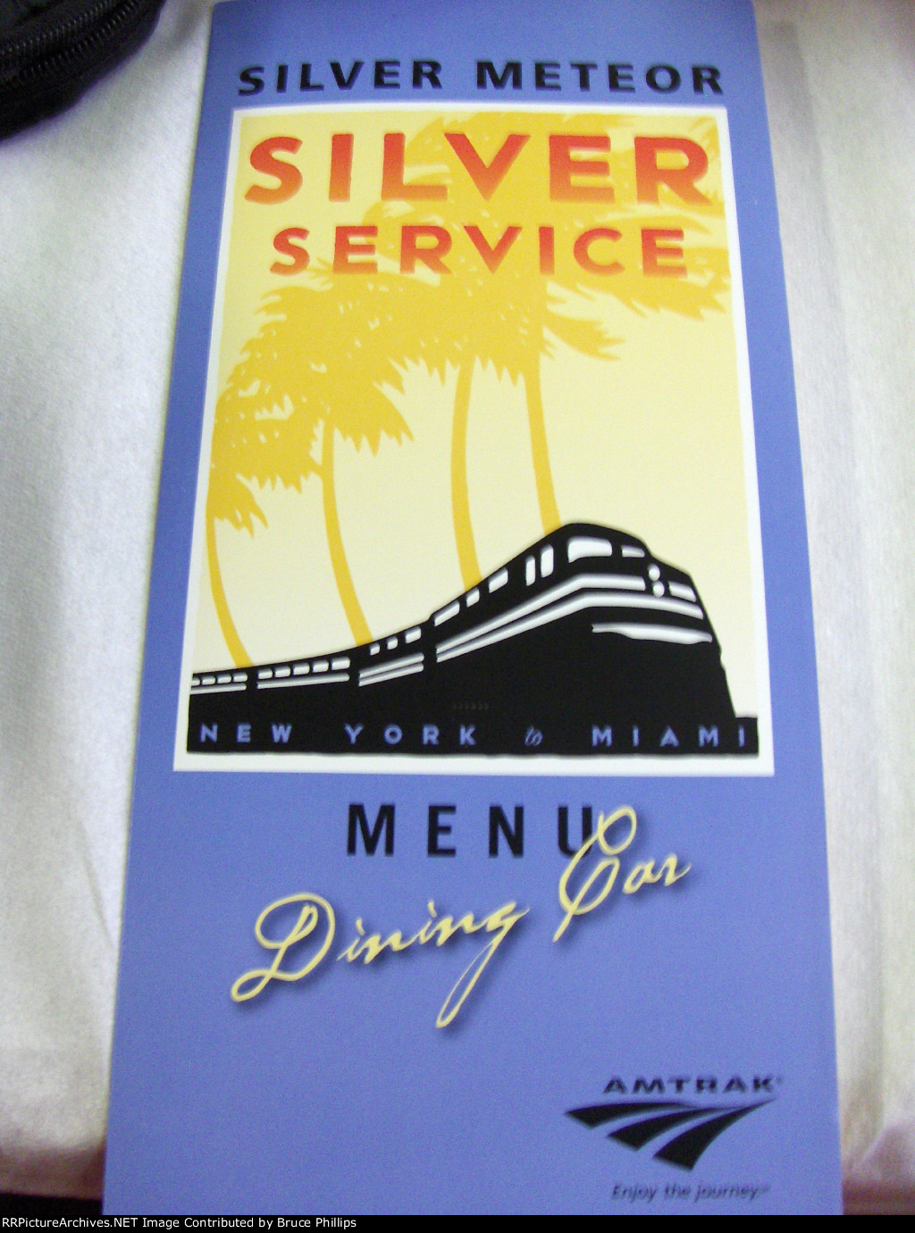 Amtrak Diner 8559 Menu on Amtrak 97 Silver Meteor